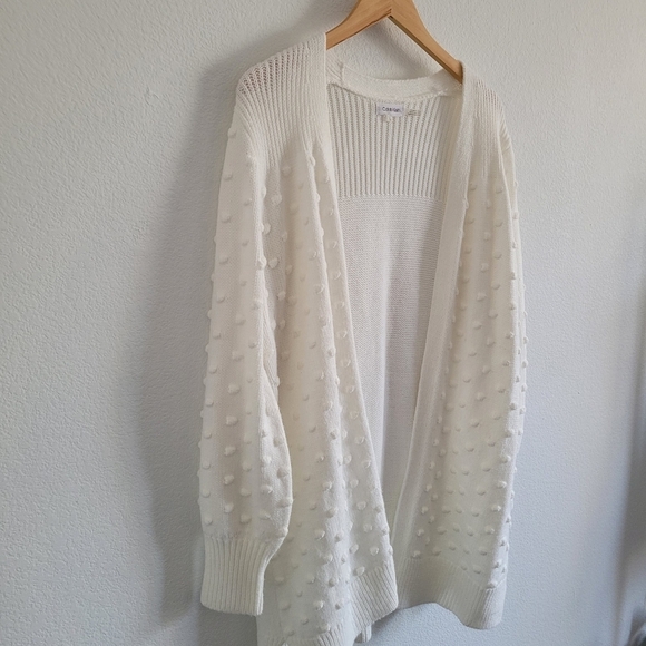 Calvin klien white knit dotted cardigan sweater - Picture 6 of 9